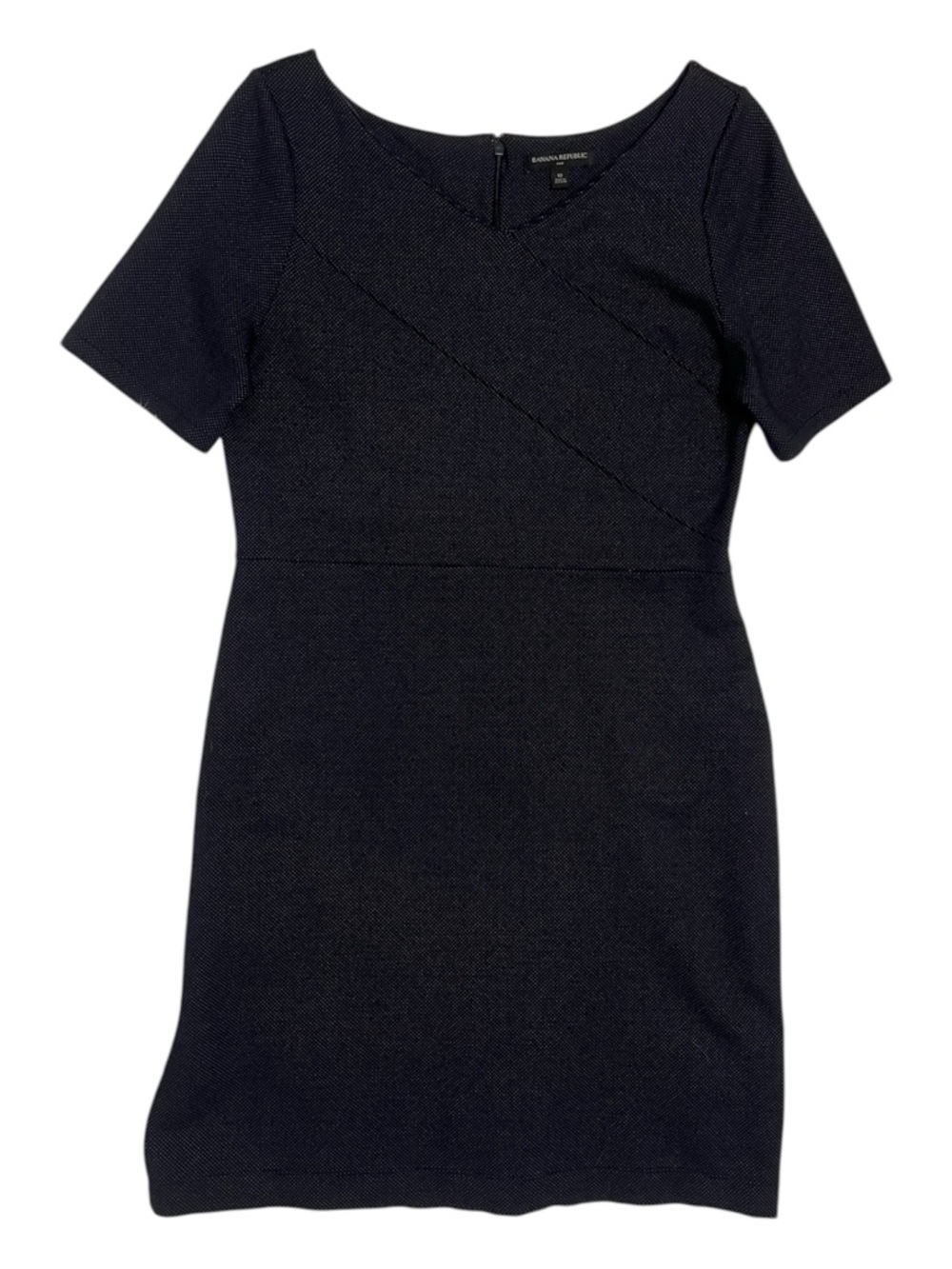 Banana Republic Navy Blue Polka Dot Sheath Dress Short Sleeve Work Size 12